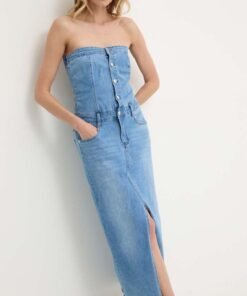 Rochie jeans maxi Answear Lab evazata