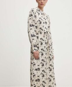 Rochie culoarea bej Answear Lab midi drepta
