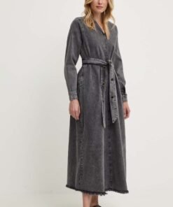 Rochie jeans culoarea bej Answear Lab midi mulata