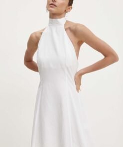 Rochie din in culoarea alb Answear Lab mini drepta