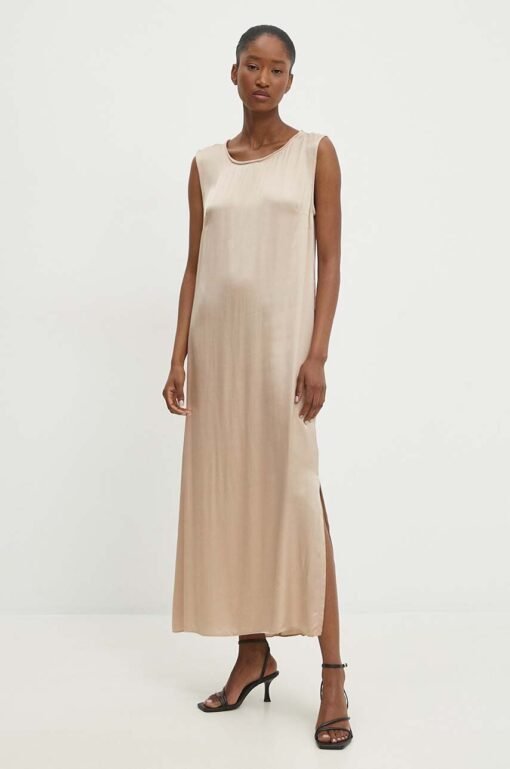 Rochie culoarea bej Answear Lab midi drepta