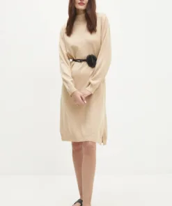 Rochie culoarea maro Answear Lab midi drepta