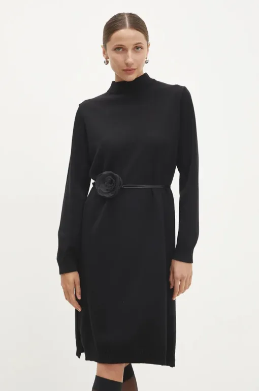 Rochie culoarea negru Answear Lab midi drepta