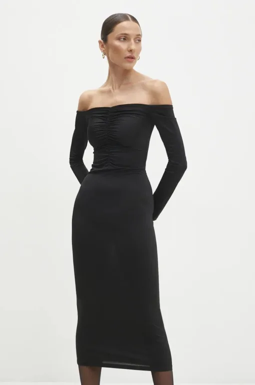 Rochie culoarea negru Answear Lab midi mulata