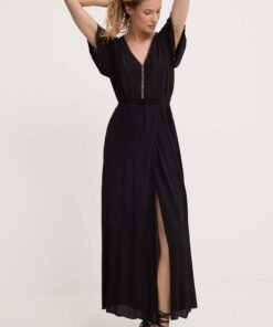 Rochie culoarea negru Answear Lab maxi evazata