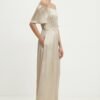 Rochie culoarea bej Answear Lab maxi evazata