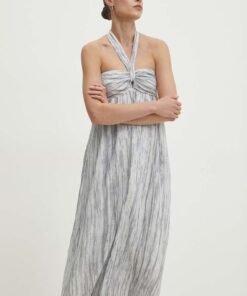 Rochie din in culoarea bej Answear Lab mini evazata