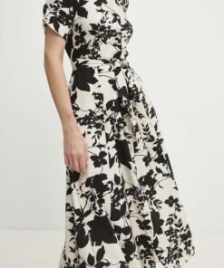 Rochie din in culoarea negru Answear Lab maxi evazata