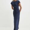 Rochie culoarea albastru marin Answear Lab maxi evazata