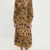 Rochie culoarea auriu Answear Lab maxi evazata