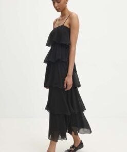 Rochie culoarea negru Answear Lab maxi evazata