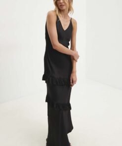 Rochie culoarea negru Answear Lab maxi evazata