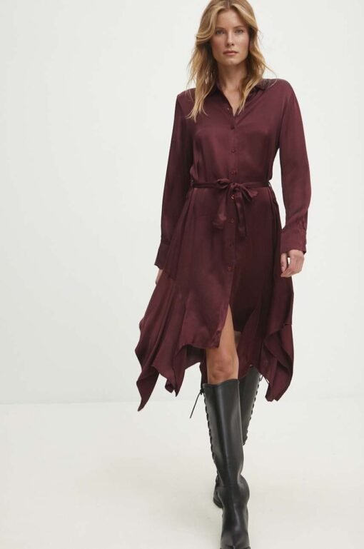 Rochie culoarea bordo Answear Lab midi mulata