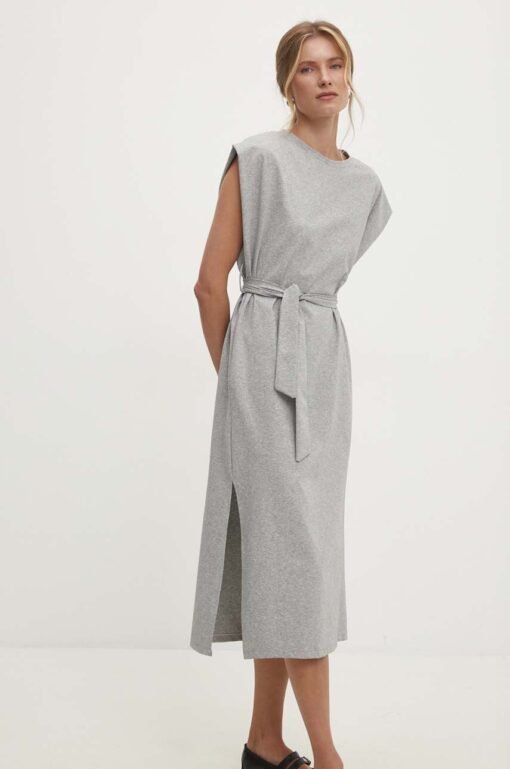 Rochie culoarea gri Answear Lab midi drepta