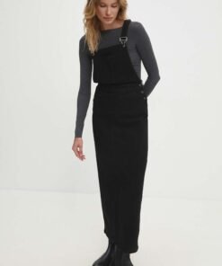 Rochie jeans culoarea gri Answear Lab midi drepta