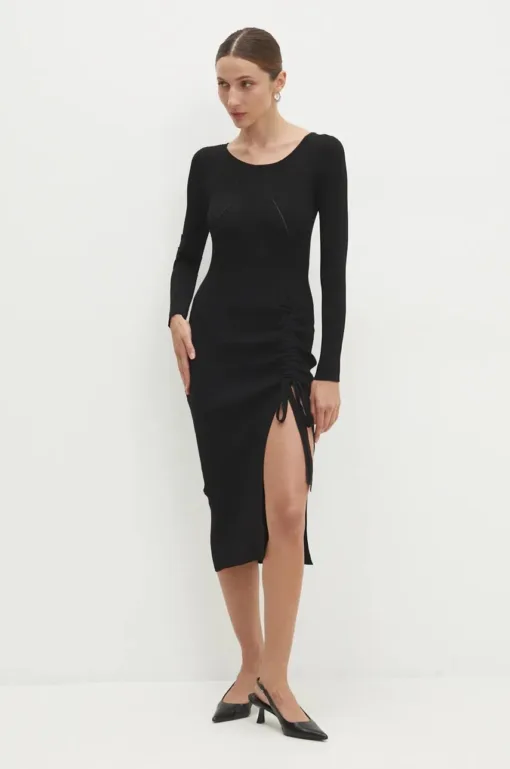 Rochie culoarea negru Answear Lab midi mulata
