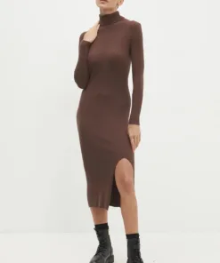 Rochie culoarea maro Answear Lab midi mulata
