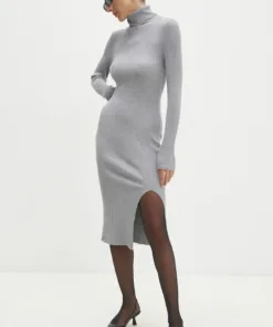 Rochie culoarea gri Answear Lab midi mulata