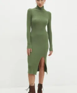 Rochie culoarea verde Answear Lab midi mulata