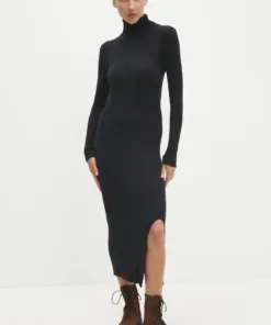 Rochie culoarea negru Answear Lab midi mulata