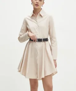 Rochie din bumbac culoarea bej Answear Lab mini evazata