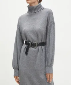 Rochie culoarea gri Answear Lab midi mulata