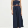 Rochie jeans culoarea albastru marin Answear Lab midi evazata