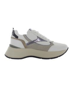 Pantofi sport demi-wedge cu garnituri de piele