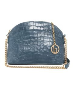 Geanta crossbody de piele cu model piele de reptila