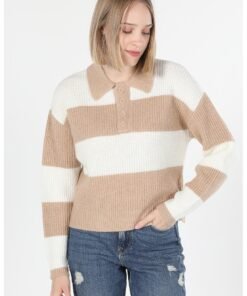 Pulover cu model in dungi si maneci cazute