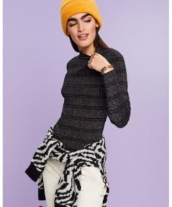 Pulover slim fit cu insertii stralucitoare